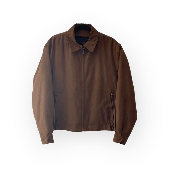 new Jos A Bank 𖤐 Traditional Fit Microsuede Bomber Jacket 𖤐 Cognac 𖤐 Medium - Picture 3 of 17